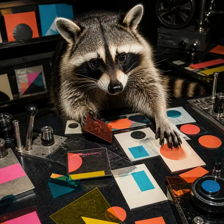 Stylised raccoon representing Rafi Quill sorting release patterns